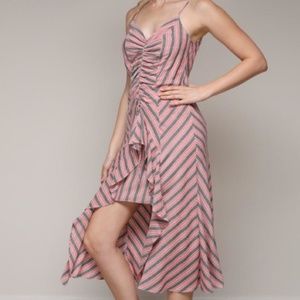 Ruched Stripe High-Low Dress - NWT